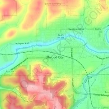 Ellwood City Pa Map Ellwood City Topographic Map, Elevation, Relief