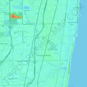Pompano Beach topographic map, elevation, relief