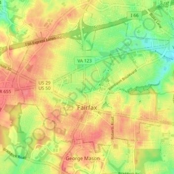 Fairfax County Topographic Map Fairfax Topographic Map, Elevation, Relief