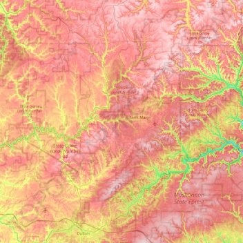 Elk County topographic map, elevation, relief
