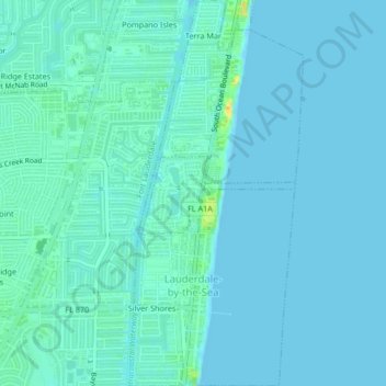Lauderdale By The Sea Map Lauderdale-By-The-Sea Topographic Map, Elevation, Relief