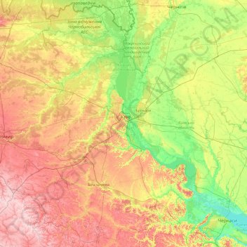 Kyiv Oblast topographic map, elevation, relief