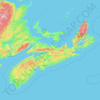 Elevation Map Of Nova Scotia Nova Scotia Topographic Map, Elevation, Relief