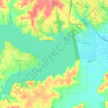 Clinton Lake Topographic Map Clinton Lake Topographic Map, Elevation, Relief
