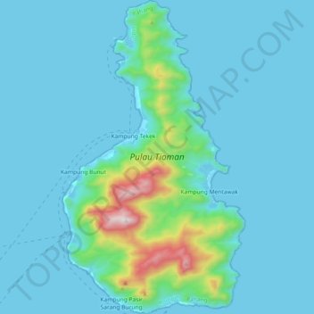 Tioman Island Topographic Map Elevation Relief