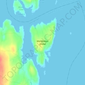 MacMahan Island topographic map, elevation, relief
