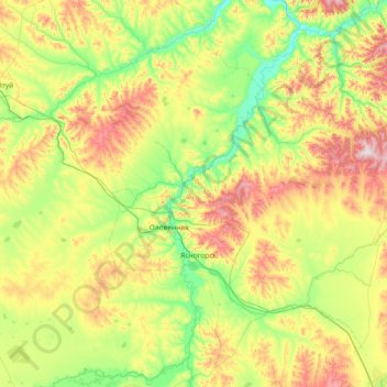 Onon River topographic map, elevation, relief