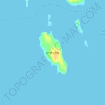 Turtle Island topographic map, elevation, relief