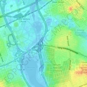 Flushing Meadows Corona Park Topographic Map Elevation Relief   Thumbnail 