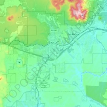 elevation map of flagstaff az Flagstaff Topographic Map Elevation Relief elevation map of flagstaff az